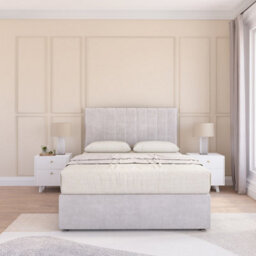Sloomy Kansas Silver Plush 2Ft6 Memory Foam Bed Set With No Drawers, Mattress & Headboard- Small Single