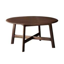 Xample Gallery Madrid Walnut Round Coffee Table, Solid Walnut Wood, Mid Century Design, Curved Edges, 80Cm Round Table, Brown - thumbnail 6