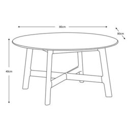 Xample Gallery Madrid Walnut Round Coffee Table, Solid Walnut Wood, Mid Century Design, Curved Edges, 80Cm Round Table, Brown - thumbnail 2