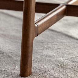 Xample Gallery Madrid Walnut Round Coffee Table, Solid Walnut Wood, Mid Century Design, Curved Edges, 80Cm Round Table, Brown - thumbnail 5