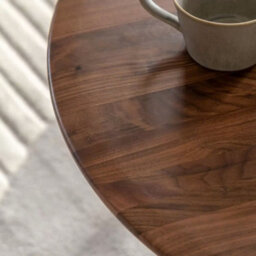 Xample Gallery Madrid Walnut Round Coffee Table, Solid Walnut Wood, Mid Century Design, Curved Edges, 80Cm Round Table, Brown - thumbnail 4