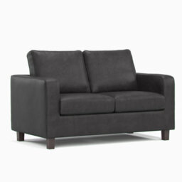Furnishings For Less UK York Black Faux Leather Boxed Arm 2 Seater Sofa - thumbnail 1