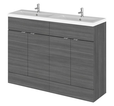Balterley Alrewas Contemporary 2 Door Floor Standing Vanity Unit With Basin, Anthracite Woodgrain, 1200mm - image 1