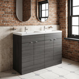 Balterley Alrewas Contemporary 2 Door Floor Standing Vanity Unit With Basin, Anthracite Woodgrain, 1200mm - thumbnail 2