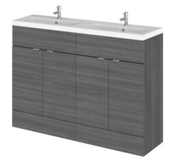 Balterley Alrewas Contemporary 2 Door Floor Standing Vanity Unit With Basin, Anthracite Woodgrain, 1200mm - thumbnail 1