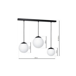 Milagro Lima Hand Made Designer Triple Pendant Lamp Matt Black And Cool White - thumbnail 7