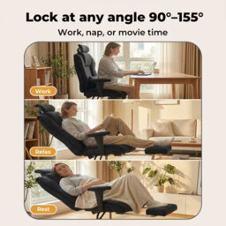Levede Ergonomic Office Chair Suede Fabric Wide Seat Recline Footrest - thumbnail 7