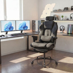 Levede Ergonomic Office Chair Suede Fabric Wide Seat Recline Footrest - thumbnail 1