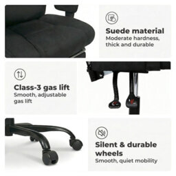 Levede Ergonomic Office Chair Suede Fabric Wide Seat Recline Footrest - thumbnail 9