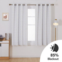 Deconovo Room Darkening Eyelet Curtains, Gold Diamond Printed Thermal Insulated Curtains, W55 X L54 Inch, Silver Grey, One Pair - thumbnail 2