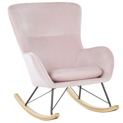 Beliani Rocking Chair Ellan Velvet Pink - image 1