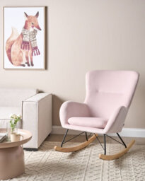 Beliani Rocking Chair Ellan Velvet Pink - thumbnail 2