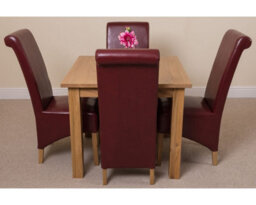 That's Furniture Oslo 90 X 90 Cm Oak Small Dining Table And 4 Chairs Dining Set With Montana Burgundy Leather Chairs - thumbnail 2