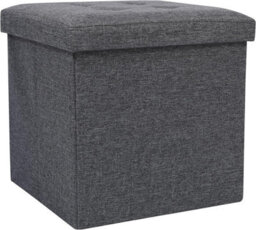 Storage Ottoman Padded Foldable Bench Chest With Lid Holds Up To 100 Kg For Bedroom Room Dark Grey Linen 38Cm X 38 Cm X 38 Cm - thumbnail 2