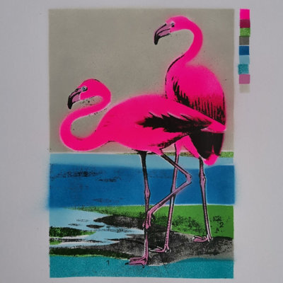 Flamingoes 29 X 42 X 0 Cm (11.4 X 16.5 X 0 Inches) - image 1