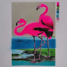 Flamingoes 29 X 42 X 0 Cm (11.4 X 16.5 X 0 Inches) - thumbnail 1