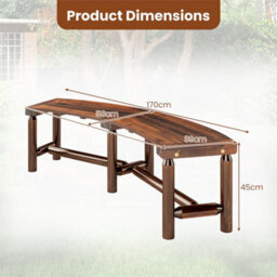Outdoor Backless Wooden Bench 2-3 Person Curved Patio Seat For Garden Fire Pit - thumbnail 2