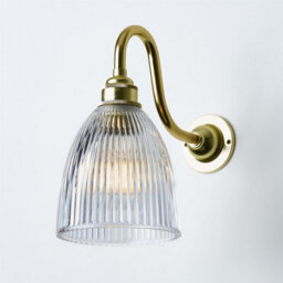 Old School Electric Elongated Prismatic Wall Light : Swan Arm - Satin Brass - thumbnail 1