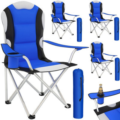 Tectake Camping Chair - Padded Seat With Carry Bag - Blue - Set Of 4 - image 1