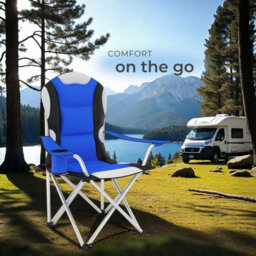 Tectake Camping Chair - Padded Seat With Carry Bag - Blue - Set Of 4 - thumbnail 8