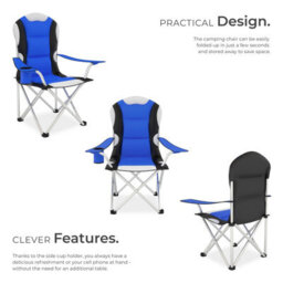 Tectake Camping Chair - Padded Seat With Carry Bag - Blue - Set Of 4 - thumbnail 3