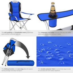 Tectake Camping Chair - Padded Seat With Carry Bag - Blue - Set Of 4 - thumbnail 5
