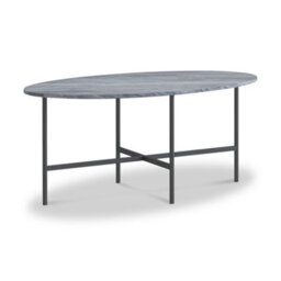 Pimlico Grey Marble 91.5Cm Oval Coffee Table - Dark Grey Metal Frame - By Roseland Furniture