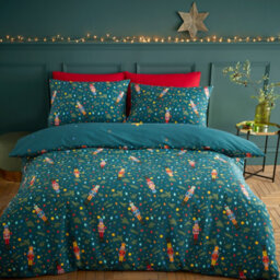 Catherine Lansfield Bedding Christmas Nutcracker Reversible Duvet Cover Set With Pillowcases Green - thumbnail 2