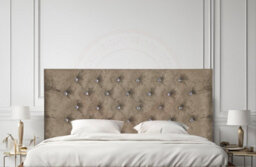 "COOL BED Truffle Crushed Velvet 4Ft - Small Double 20"" Chesterfield Headboard" - thumbnail 1