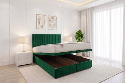 "Knight Sleep Emily Ottoman Bed Emerald Plush 2Ft6 With Mattress & 24""headboard - Small Single" - image 1