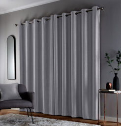 Enhanced Living Goodwood Silver Thermal, Energy Saving, Dimout Eyelet Curtains With Wave Pattern (Pair) - 66 X 72 Inch (168X183Cm) - thumbnail 2
