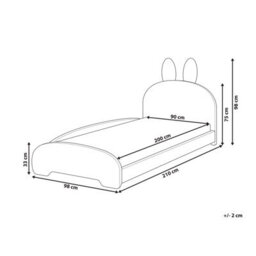 Wyld And Coco Snughome Bunny Bouclé Bed Beige 3Ft Eu Single, Low-Profile Frame With Bunny Ear Headboard - thumbnail 5