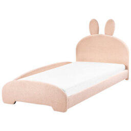 Wyld And Coco Snughome Bunny Bouclé Bed Beige 3Ft Eu Single, Low-Profile Frame With Bunny Ear Headboard - thumbnail 4