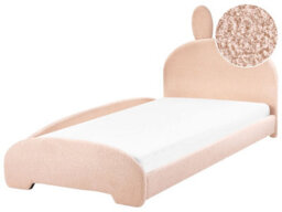 Wyld And Coco Snughome Bunny Bouclé Bed Beige 3Ft Eu Single, Low-Profile Frame With Bunny Ear Headboard - thumbnail 3