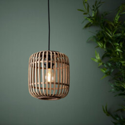 Luminosa Lighting Luminosa Mathias Single Pendant Ceiling Lamp, Natural Bamboo, Plywood, Matt Black Paint - thumbnail 5