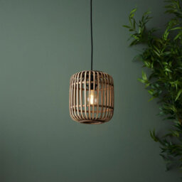 Luminosa Lighting Luminosa Mathias Single Pendant Ceiling Lamp, Natural Bamboo, Plywood, Matt Black Paint - thumbnail 4