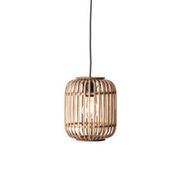 Luminosa Lighting Luminosa Mathias Single Pendant Ceiling Lamp, Natural Bamboo, Plywood, Matt Black Paint