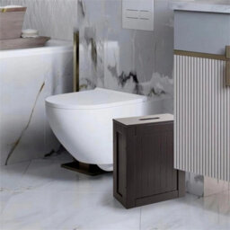 Brown Slim Bathroom Storage Cabinet Toilet Roll Holder Unit Cleaning Supply Organizer - thumbnail 5