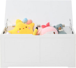 Xample Wooden Toy Box Kids Bench And Storage Chest With Flip Top Lid, Safety Hinges & Handles, Farmhouse Style Organizer For Kids Storage - thumbnail 2