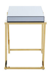 Orsina Decent End Table With Grey Mirrored Top, Metal Side Table With C-Shaped Base, Luxe Gold Finish Small Table - thumbnail 3