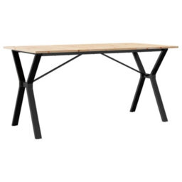 Berkfield Dining Table Y-Frame 140X80X75 Cm Solid Wood Pine And Steel - thumbnail 2