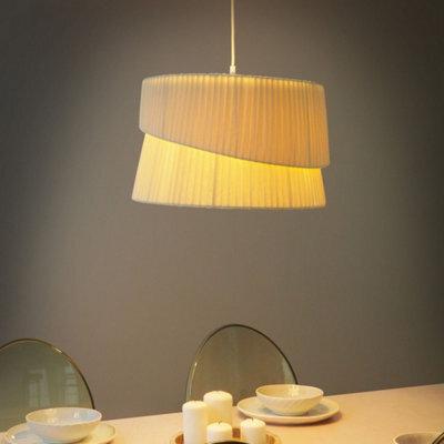 Beliani Boho Modern Pendant Lamp Beige Fabric Shade 178 Cm Drop - Dining Room Light - image 1