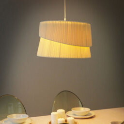 Beliani Boho Modern Pendant Lamp Beige Fabric Shade 178 Cm Drop - Dining Room Light - thumbnail 1