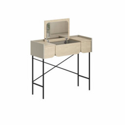 Decortie Modern Terra Dressing Table Lift-Up Mirror Storage Space 2 Drawers, Bedroom Vanity Table W100Xd40Cm Sonoma Oak, Sandstone