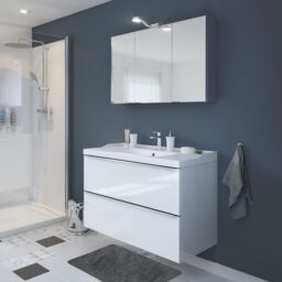 GoodHome Imandra Compact Matt Mirror Effect Triple Bathroom Cabinet Mirrored (H)600mm (W)1000mm - thumbnail 5