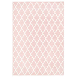 Loomed Blush Pink White Classic Trellis Living Room Rug 80X150Cm - thumbnail 7