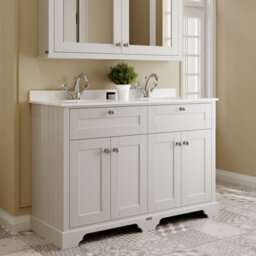 Hudson Reed Floor Standing 4 Door Traditional Vanity Unit With 1 Tap Hole White Marble Double Basin, Timeless Sand, 1220 X 470 mm - thumbnail 4