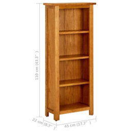Vidaxl 4-Tier Bookcase 45X22X110 Cm Solid Oak Wood - thumbnail 6