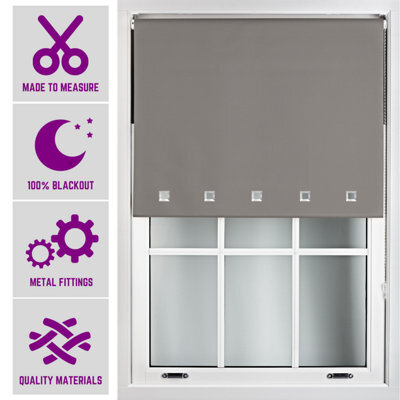 Furnished Made To Measure Blackout Roller Blinds With Square Eyelets And Metal Fittings - Dark Grey (W)60Cm (L)165Cm - image 1