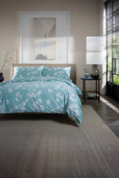 The Lyndon Company Petite Fleure Cotton Duck Egg Duvet Cover Set Blossom Floral Print Bedding With Elegant Piped Finish - thumbnail 3